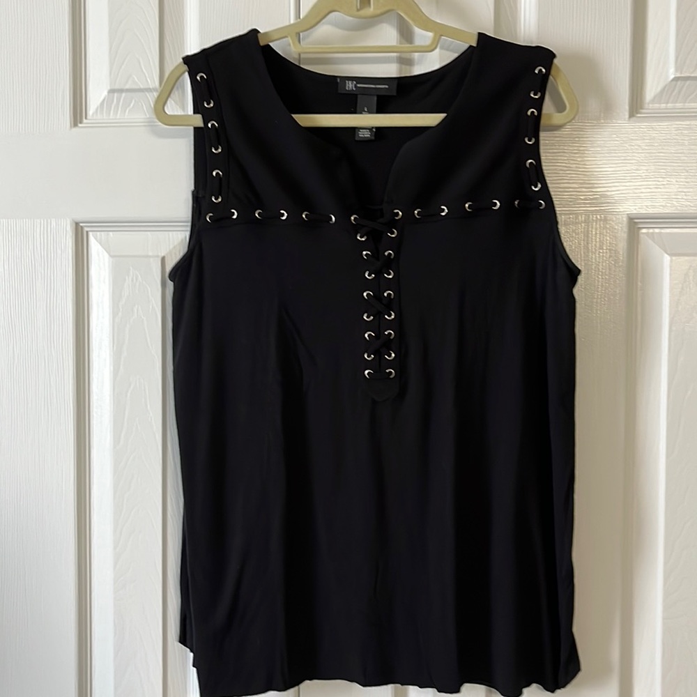 I.N.C. International Concepts black sleeveless shirt. Sz L. EUC